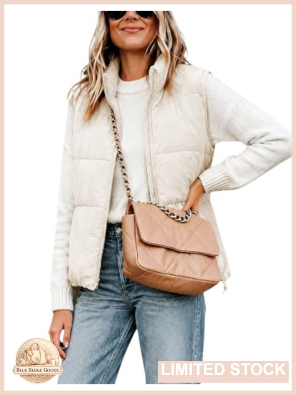 Quilted Puffer Vest Stand Collar Sleeveless Zip Winter Gilet Jacket